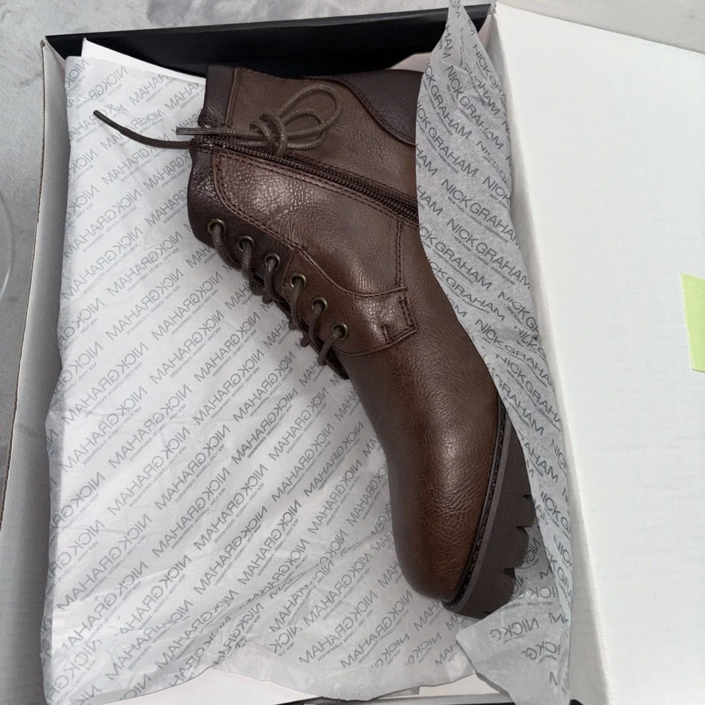 Nick Graham Size 8 Zip/lace Up‎ Barkley Brown Boots